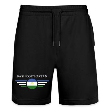 I Love Bashkortostan, T-shirt et tenue design - Short de jogging bio TRAINER Stanley/Stella unisexe - noir - Devant - Nik (191cm) & Marisol (170cm)