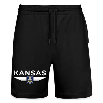 T-shirt de fan du Kansas – Votre État ! - Short de jogging bio TRAINER Stanley/Stella unisexe - noir - Devant - Nik (191cm) & Marisol (170cm)