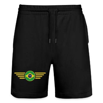 J’aime le Brésil, T-shirt design de style élégance - Short de jogging bio TRAINER Stanley/Stella unisexe - noir - Devant - Nik (191cm) & Marisol (170cm)