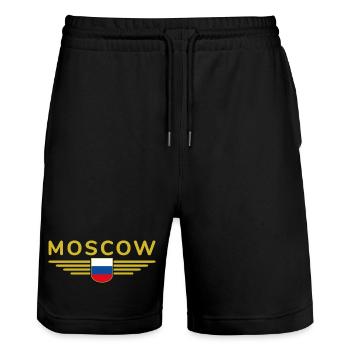 T-Shirt Moscou – Métropole de l’Elégance - Short de jogging bio TRAINER Stanley/Stella unisexe - noir - Devant - Nik (191cm) & Marisol (170cm)