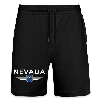 T-shirt Nevada Fan – Parfait pour les fans ! - Short de jogging bio TRAINER Stanley/Stella unisexe - noir - Devant - Nik (191cm) & Marisol (170cm)