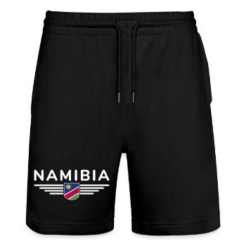 Namibia T-Shirt for Fans and Travelers - Stanley/Stella Trainer Unisex Organic Jogging Shorts - black - Front - Nik (191cm) & Marisol (170cm)