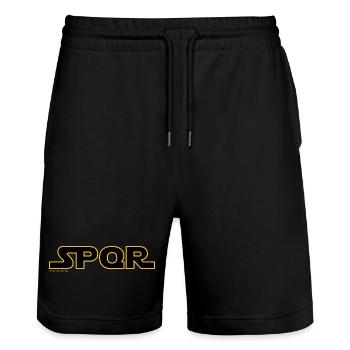Bella Stellaria - SPQR - Roma Stellare - Short de jogging bio TRAINER Stanley/Stella unisexe - noir - Devant - Nik (191cm) & Marisol (170cm)