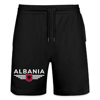 Albania Design – Fierté et style - Short de jogging bio TRAINER Stanley/Stella unisexe - noir - Devant - Nik (191cm) & Marisol (170cm)