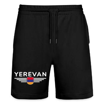 Erevan Design – Vivez l’Arménie - Short de jogging bio TRAINER Stanley/Stella unisexe - noir - Devant - Nik (191cm) & Marisol (170cm)