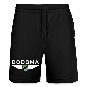 Dodoma Design for Tanzania Fans - Stanley/Stella Trainer Unisex Organic Jogging Shorts - black - Front - Nik (191cm) & Marisol (170cm)