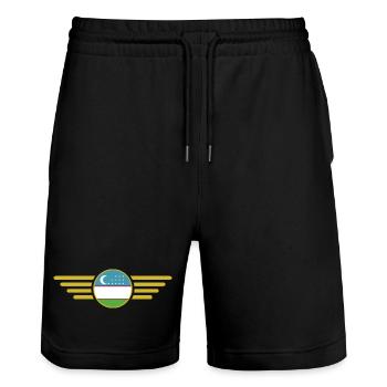 J’aime l’Ouzbékistan, T-shirt design de style élégance - Short de jogging bio TRAINER Stanley/Stella unisexe - noir - Devant - Nik (191cm) & Marisol (170cm)