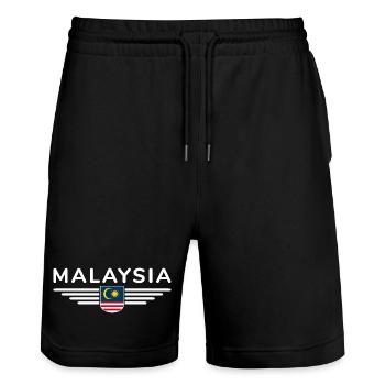 Malaysia Fan Outfit T Shirt Design - Stanley/Stella Unisex Bio Joggingshorts Trainer  - Schwarz - Vorne - Nik (191cm) & Marisol (170cm)