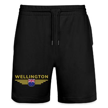 Ich liebe Neuseeland, Eleganz Stil Design T-Shirt - Stanley/Stella Unisex Bio Joggingshorts Trainer  - Schwarz - Vorne - Nik (191cm) & Marisol (170cm)