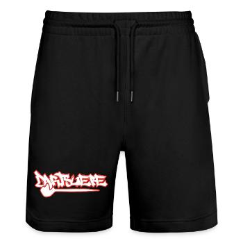 Dartsliebe_rot - Stanley/Stella Unisex Bio Joggingshorts Trainer  - Schwarz - Vorne - Nik (191cm) & Marisol (170cm)