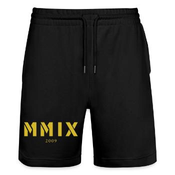 Roman numeral year of birth Made in 2009 - Stanley/Stella Trainer Unisex Organic Jogging Shorts - black - Front - Nik (191cm) & Marisol (170cm)