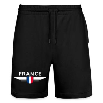 I Love France Elegance Style Design Outfits - Stanley/Stella Trainer Unisex Organic Jogging Shorts - black - Front - Nik (191cm) & Marisol (170cm)
