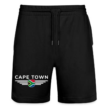 Cape Town T-Shirt for Fans and Explorers - Stanley/Stella Trainer Unisex Organic Jogging Shorts - black - Front - Nik (191cm) & Marisol (170cm)