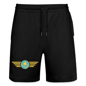J’aime le Kazakhstan, T-shirt design de style élégance - Short de jogging bio TRAINER Stanley/Stella unisexe - noir - Devant - Nik (191cm) & Marisol (170cm)