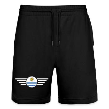 I Love Uruguay, Elegance Style Design T-Shirt - Stanley/Stella Trainer Unisex Organic Jogging Shorts - black - Front - Nik (191cm) & Marisol (170cm)