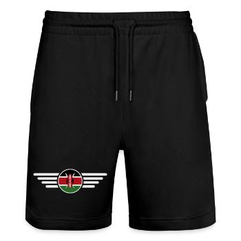Ich liebe Kenia, Eleganz Stil Design T-Shirt - Stanley/Stella Unisex Bio Joggingshorts Trainer  - Schwarz - Vorne - Nik (191cm) & Marisol (170cm)