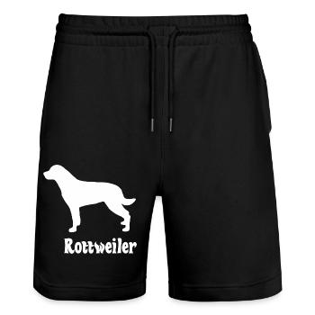 Rottweiler Silhouette - Stanley/Stella Unisex Bio Joggingshorts Trainer  - Schwarz - Vorne - Nik (191cm) & Marisol (170cm)