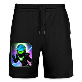 Weltraum Astronaut - Stanley/Stella Unisex Bio Joggingshorts Trainer  - Schwarz - Vorne - Nik (191cm) & Marisol (170cm)