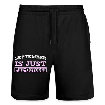 September is just Pre-October - Stanley/Stella Trainer Unisex Organic Jogging Shorts - black - Front - Nik (191cm) & Marisol (170cm)