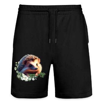 Chemise Hérisson et Accessoires - Hedgehog Design - Short de jogging bio TRAINER Stanley/Stella unisexe - noir - Devant - Nik (191cm) & Marisol (170cm)