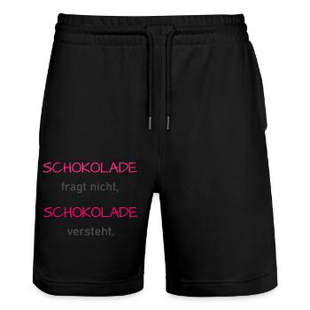 Schokolade versteht - Stanley/Stella Unisex Bio Joggingshorts Trainer  - Schwarz - Vorne - Nik (191cm) & Marisol (170cm)