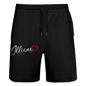 Illiana Name Vorname Herz Pink - Stanley/Stella Unisex Bio Joggingshorts Trainer  - Schwarz - Vorne - Nik (191cm) & Marisol (170cm)