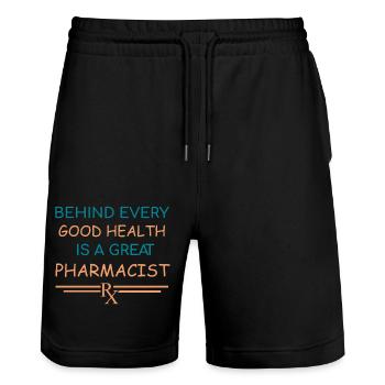 Apotheker | Good Health - Stanley/Stella Unisex Bio Joggingshorts Trainer  - Schwarz - Vorne - Nik (191cm) & Marisol (170cm)
