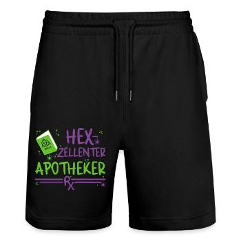 Apotheker Halloween - Stanley/Stella Unisex Bio Joggingshorts Trainer  - Schwarz - Vorne - Nik (191cm) & Marisol (170cm)