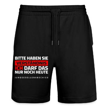 Bachelor Party - Please understand - Stanley/Stella Trainer Unisex Organic Jogging Shorts - black - Front - Nik (191cm) & Marisol (170cm)