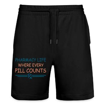 Pharmacy | Pharma Life - Stanley/Stella Trainer Unisex Organic Jogging Shorts - black - Front - Nik (191cm) & Marisol (170cm)