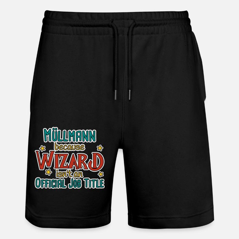 Garbage Man Wizard - Stanley/Stella Trainer Unisex Organic Jogging Shorts - black