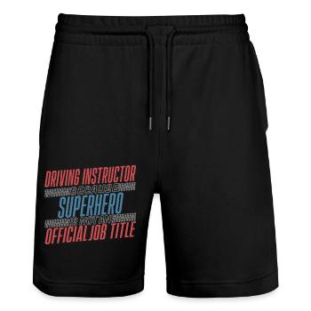 Driving Instructor Superhero Fahrschule - Stanley/Stella Unisex Bio Joggingshorts Trainer  - Schwarz - Vorne - Nik (191cm) & Marisol (170cm)