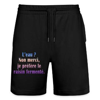 papa humour blague raisin fermenté drôle - Short de jogging bio TRAINER Stanley/Stella unisexe - noir - Devant - Nik (191cm) & Marisol (170cm)