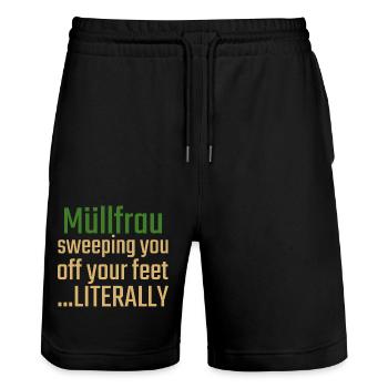 Garbage Woman Sweeping You - Stanley/Stella Trainer Unisex Organic Jogging Shorts - black - Front - Nik (191cm) & Marisol (170cm)