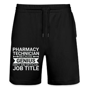 Pharmacy technician Genius - Stanley/Stella Trainer Unisex Organic Jogging Shorts - black - Front - Nik (191cm) & Marisol (170cm)