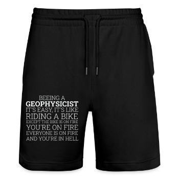 Geophysicist Riding A Bike Geophysics - Stanley/Stella Unisex Bio Joggingshorts Trainer  - Schwarz - Vorne - Nik (191cm) & Marisol (170cm)