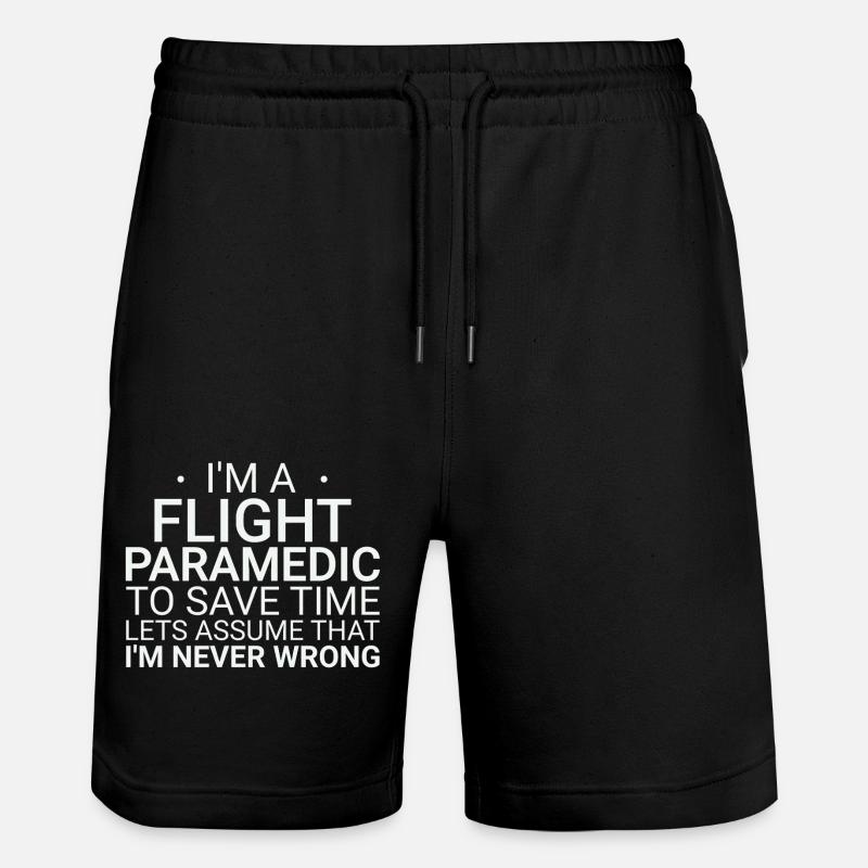 Flight Paramedic Never Wrong Luftrettung - Stanley/Stella Unisex Bio Joggingshorts Trainer  - Schwarz