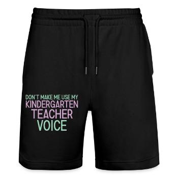 Kindergarten Teacher Voice - Stanley/Stella Trainer Unisex Organic Jogging Shorts - black - Front - Nik (191cm) & Marisol (170cm)