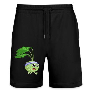 Fitness Kohlrabi - Stanley/Stella Trainer Unisex Organic Jogging Shorts - black - Front - Nik (191cm) & Marisol (170cm)