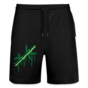 bambou graffiti gouttes plante tige arbre feuilles - Short de jogging bio TRAINER Stanley/Stella unisexe - noir - Devant - Nik (191cm) & Marisol (170cm)