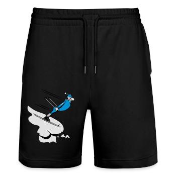 Vacances d'hiver de ski alpin drôle comique - Short de jogging bio TRAINER Stanley/Stella unisexe - noir - Devant - Nik (191cm) & Marisol (170cm)