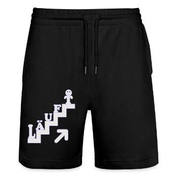 Läuft Treppenstufen Motivation - Stanley/Stella Unisex Bio Joggingshorts Trainer  - Schwarz - Vorne - Nik (191cm) & Marisol (170cm)