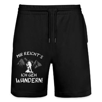 Mir reicht's - Ich geh Wandern! - Stanley/Stella Unisex Bio Joggingshorts Trainer  - Schwarz - Vorne - Nik (191cm) & Marisol (170cm)