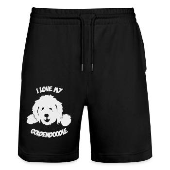 Doodle Goldendoodle Labradoodle Hund - Stanley/Stella Unisex Bio Joggingshorts Trainer  - Schwarz - Vorne - Nik (191cm) & Marisol (170cm)
