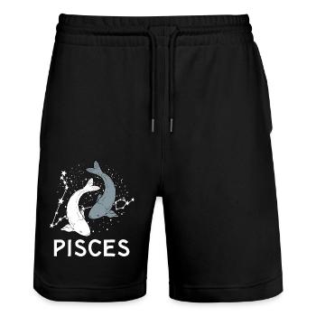 Zodiac Fish - Stanley/Stella Trainer Unisex Organic Jogging Shorts - black - Front - Nik (191cm) & Marisol (170cm)