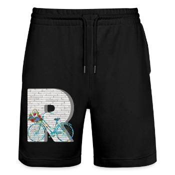fahrrad e 100 r - Stanley/Stella Unisex Bio Joggingshorts Trainer  - Schwarz - Vorne - Nik (191cm) & Marisol (170cm)
