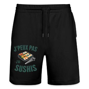J'ai Sushis Cadeau Humour Personnalisé - Short de jogging bio TRAINER Stanley/Stella unisexe - noir - Devant - Nik (191cm) & Marisol (170cm)