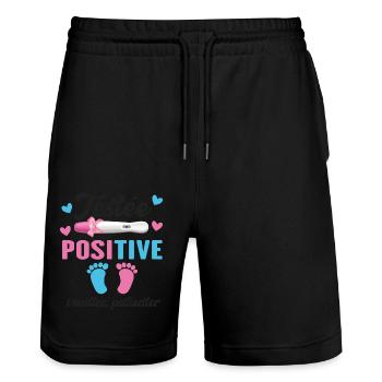 Testée Positive Veuillez Patienter Grossesse - Short de jogging bio TRAINER Stanley/Stella unisexe - noir - Devant - Nik (191cm) & Marisol (170cm)