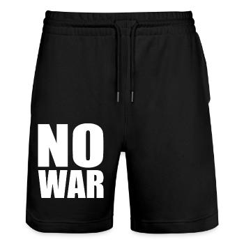No war - Short de jogging bio TRAINER Stanley/Stella unisexe - noir - Devant - Nik (191cm) & Marisol (170cm)