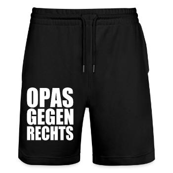 Opas gegen rechts - Stanley/Stella Unisex Bio Joggingshorts Trainer  - Schwarz - Vorne - Nik (191cm) & Marisol (170cm)